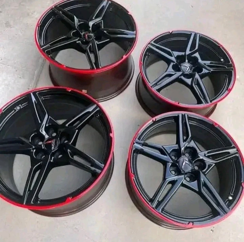 wheels gloss black and torch red custom trim.