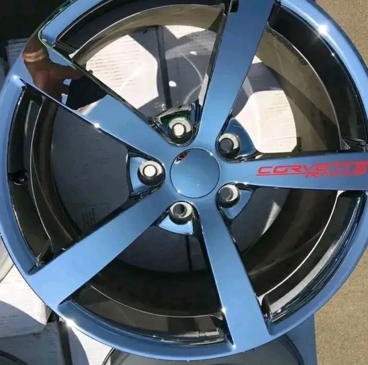 Set of Four Factory C6 Corvette Wheels, OEM Chrome - chevrolet corvette parts