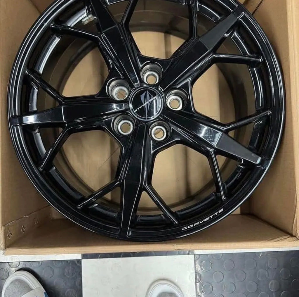 2022 C8 Corvette OEM  Black Trident wheels